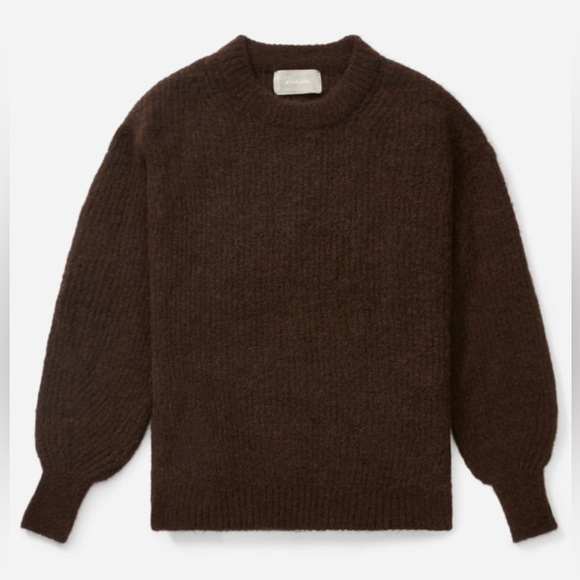 NWOT Everlane Alpaca Crewneck Sweater Chocolate Brown XS - Picture 1 of 5